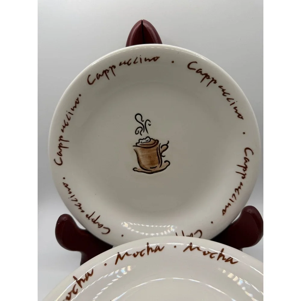 Pottery Barn Outlet Mocha Cappuccino Coffee Appetizer Dessert Plates Set‎ of 4